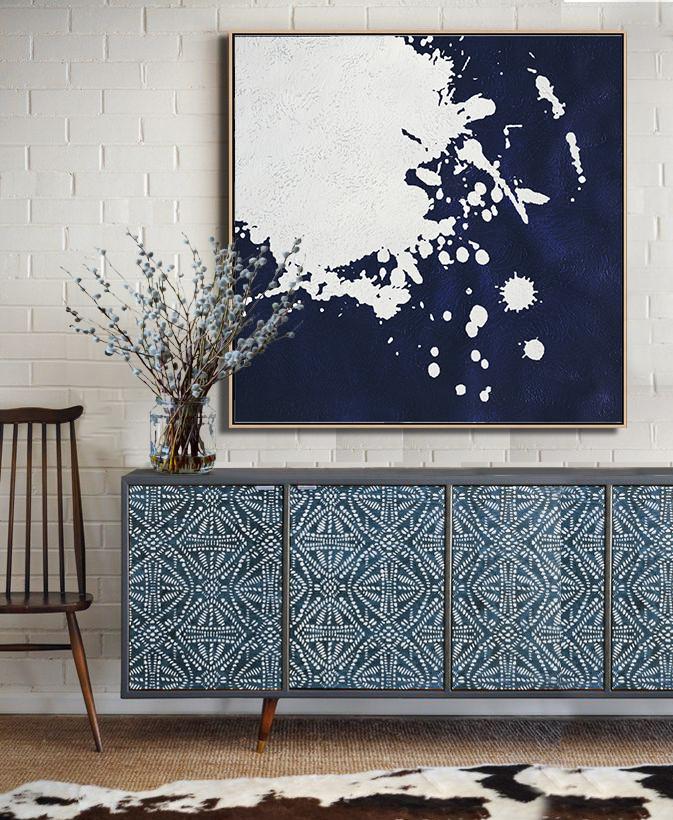 Navy Blue Minimalist Painting #NV148A - Click Image to Close